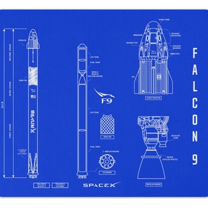SpaceX Falcon 9 Blueprint Mousepad | Etsy