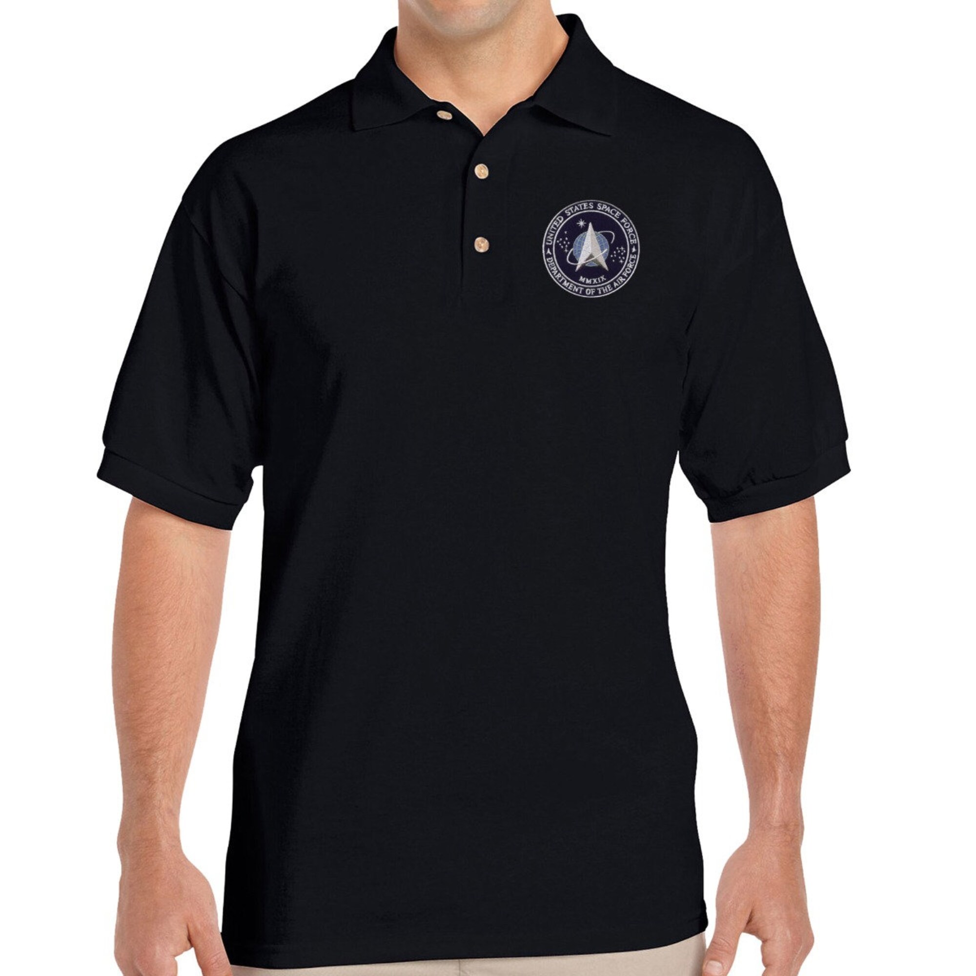 Space Force Embroidered Patch Polo Shirt
