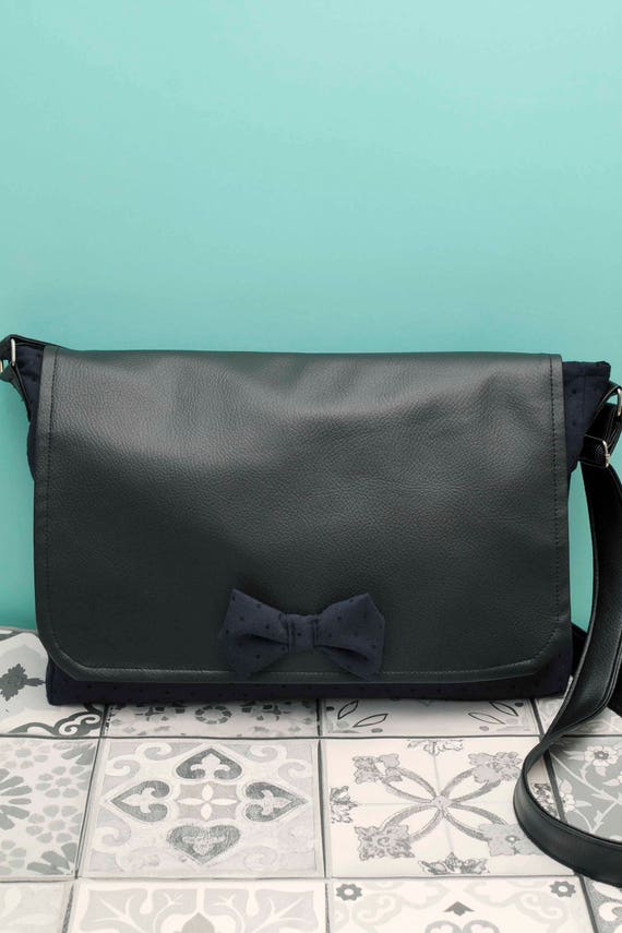 navy satchel bag