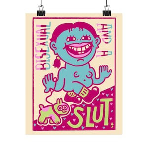 Bisexual Pride Poster | Pop Art Illustration, Queer Relatable Cartoon