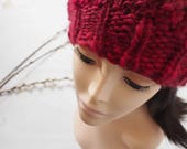 Red wool hat / slouchy beanie hat  for women / Woollen hats / Handmade hats / Handknit beret / Gift for women / Teenage girl