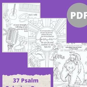 Bible Psalms Coloring Pages-37 Printable Instant Download PDF-Fun For All Ages
