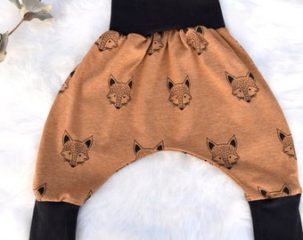 Evolutionary baby harem pants Rust fox organic jersey GOTS