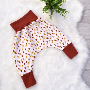 Scalable warm baby harem pants Rust mustard polka dot organic sweatshirt oekotex image 1