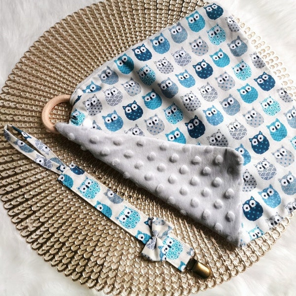 Ensemble bébé Hiboux bleu coton bio oekotex