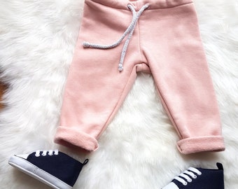 Jogging bébé chaud rose poudré sweat bio oeko-tex