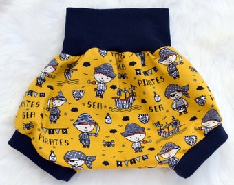 Short sarouel bébé Pirate moutarde jersey bio oekotex