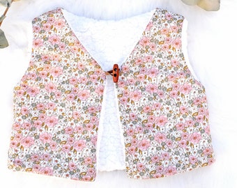 Gilet de berger Liberty coton rose bio oekotex