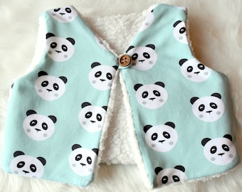 Gilet de berger bébé Panda mint jersey bio oekotex