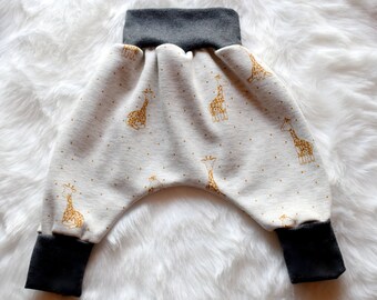 Scalable warm baby harem pants Giraffe mustard organic sweatshirt oekotex