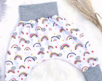 Evolutionary baby harem pants Rainbow organic jersey oekotex