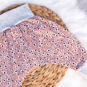 Evolutionary baby harem pants Leopard pink organic jersey oekotex image 1