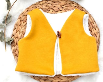 Baby shepherd vest Plain mustard yellow organic sweatshirt GOTS