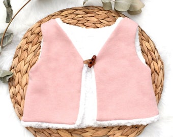 Gilet berger bébé Uni rose poudré sweat bio GOTS