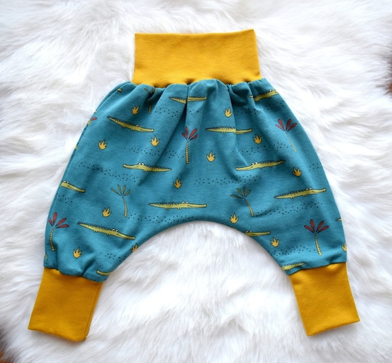 Evolutionary Baby Harem Pants Croco Duck Blue Organic Jersey GOTS