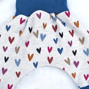 Warm evolving baby harem pants Multicolored hearts organic sweatshirt oekotex image 2