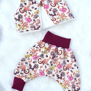 Sarouel bébé chaud évolutif Pink forest animaux sweat bio oekotex image 2