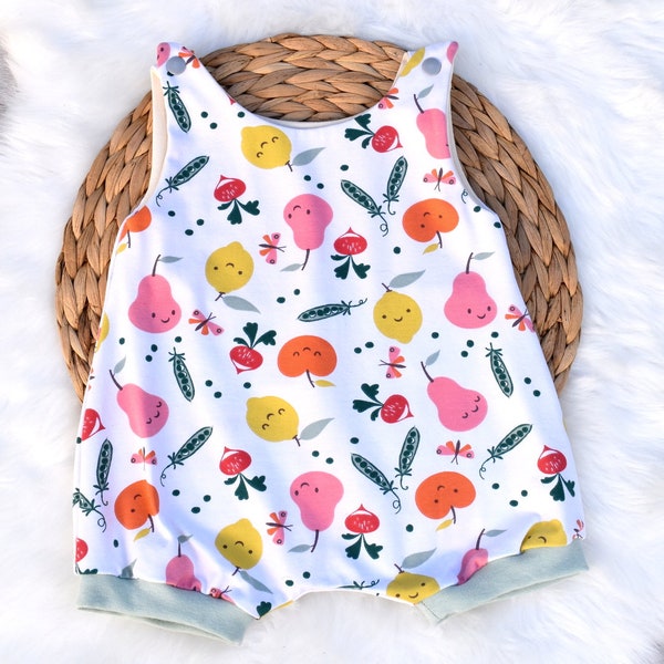 Combi-sarouel bébé courte Fruit jersey de coton bio oekotex