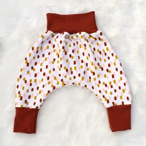 Scalable warm baby harem pants Rust mustard polka dot organic sweatshirt oekotex image 2