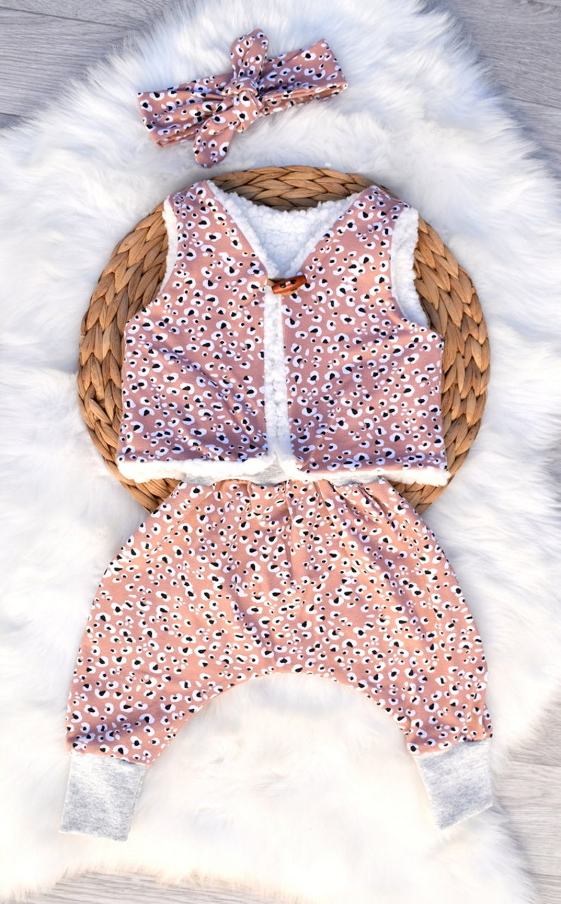 Evolutionary baby harem pants Leopard pink organic jersey oekotex image 3