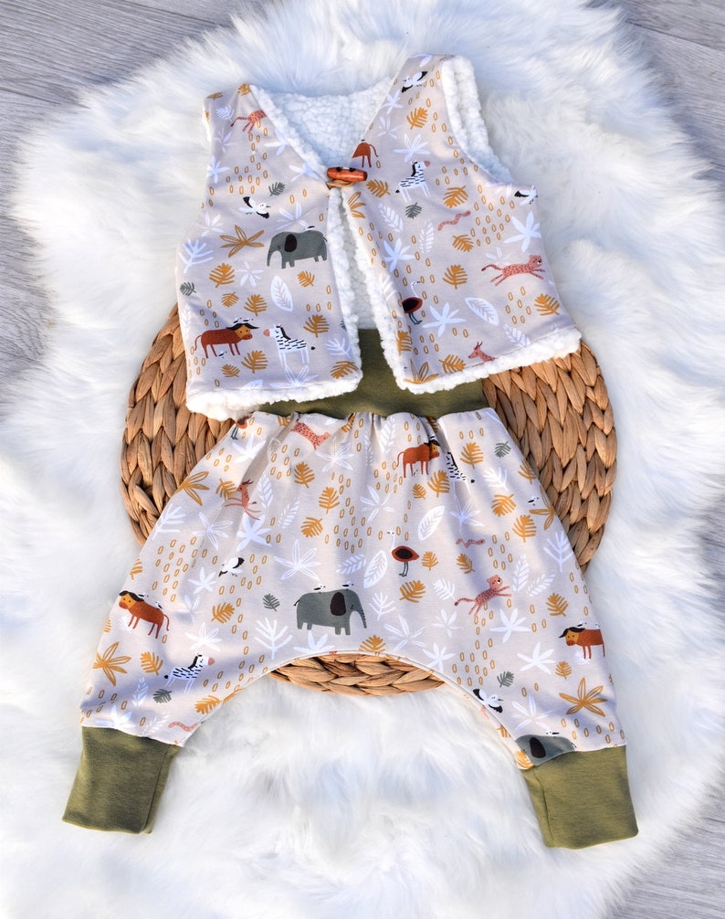 Sarouel bébé évolutif Savane beige jersey bio oekotex image 3