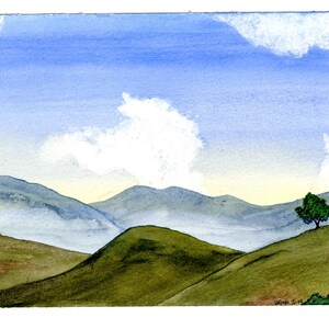 Mountains and sky print
