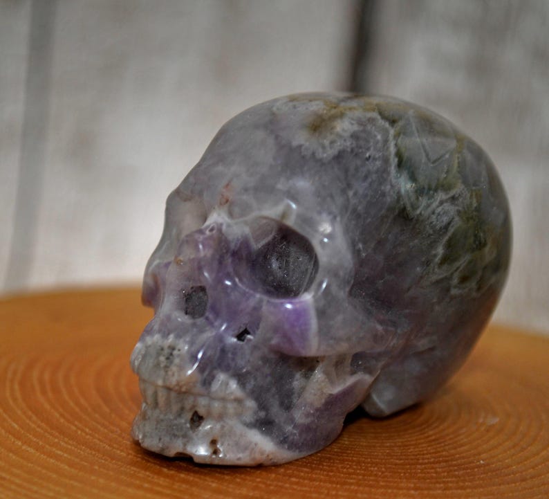 2" Dream Chevron Amethyst Crystal Hand Carved Skull image 4