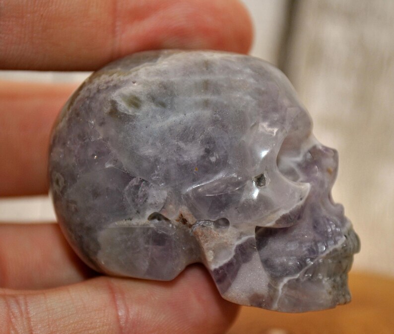 2" Dream Chevron Amethyst Crystal Hand Carved Skull image 9
