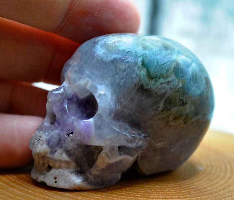 2" Dream Chevron Amethyst Crystal Hand Carved Skull image 8