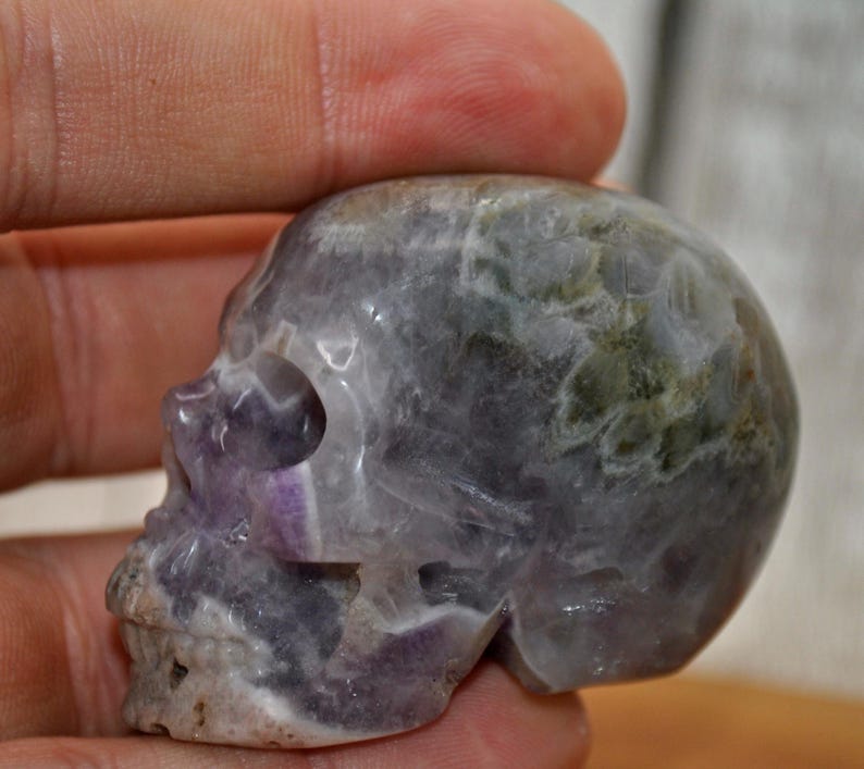 2" Dream Chevron Amethyst Crystal Hand Carved Skull image 10