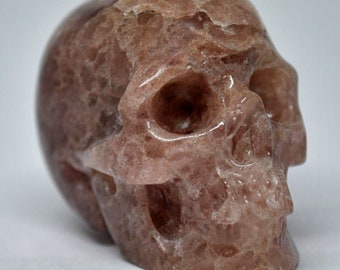 2" Strawberry Quartz Crystal Skull, Hand Carved Gemstone, Healing & Altar Decor