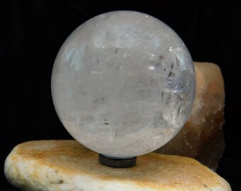 Rare Iceland Spar Calcite Sphere – 70mm Quartz Crystal for Healing & Meditation