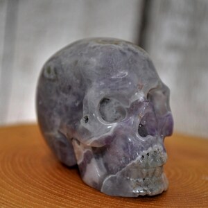 2" Dream Chevron Amethyst Crystal Hand Carved Skull image 1