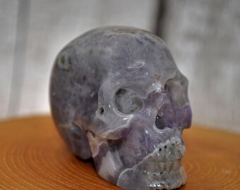 2" Dream Chevron Amethyst Crystal Hand Carved Skull