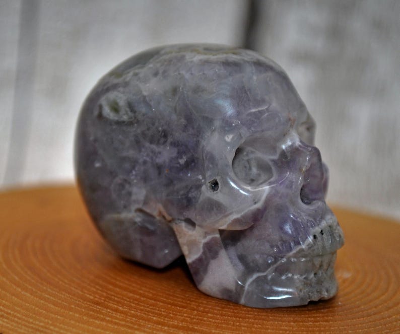 2" Dream Chevron Amethyst Crystal Hand Carved Skull image 3