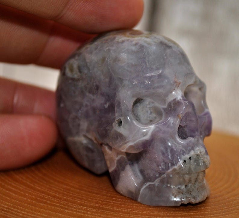 2" Dream Chevron Amethyst Crystal Hand Carved Skull image 7