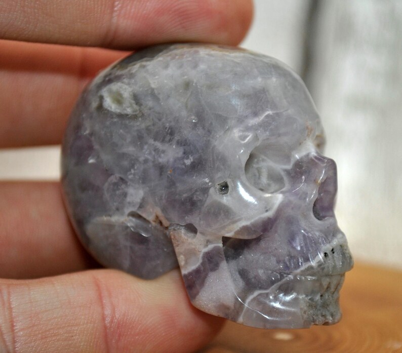 2" Dream Chevron Amethyst Crystal Hand Carved Skull image 11