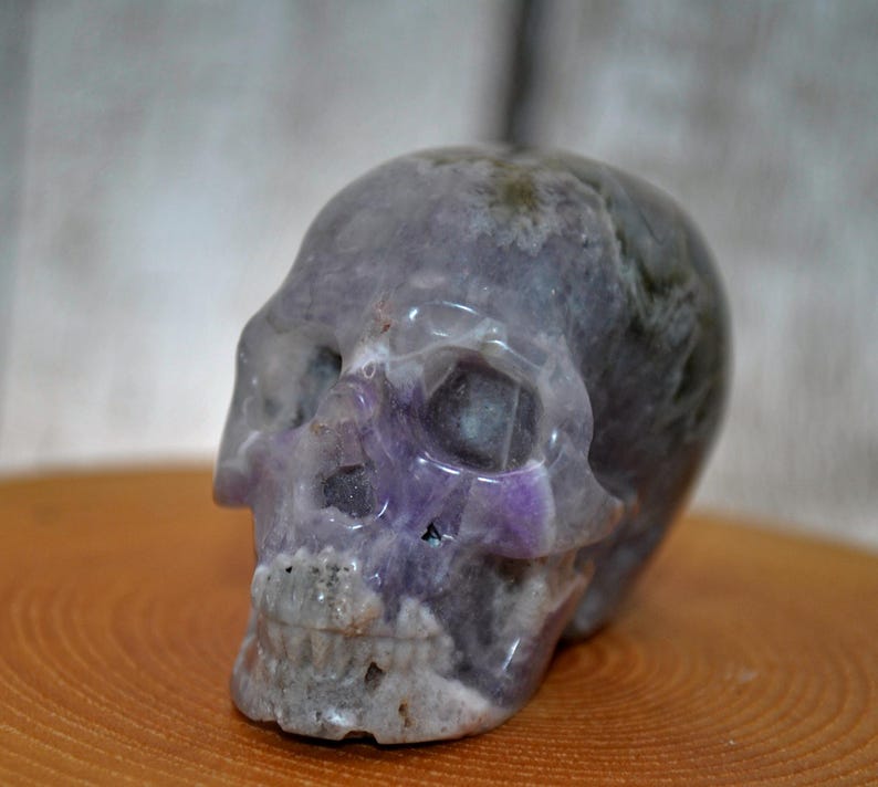 2" Dream Chevron Amethyst Crystal Hand Carved Skull image 2