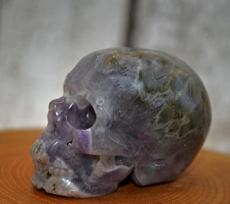 2" Dream Chevron Amethyst Crystal Hand Carved Skull image 6
