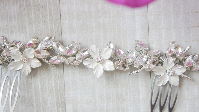 HAIR SLIDE COMB Feather Fascinator blush Pink With Pink Flower And Pearls