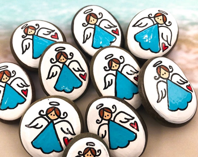 Girl Angel Pocket Pebbles: Hand-painted Kindness Rocks, Set of 10 ...