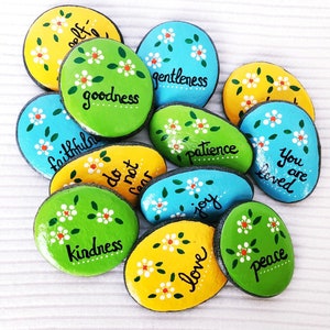 Custom Painted Affirmation Stones: Encouragement Pocket Rocks, Set of 15