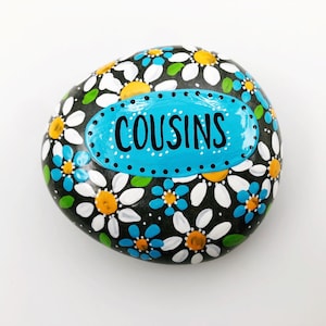 Custom Painted Rock Paperweight: Personalized Floral Stone