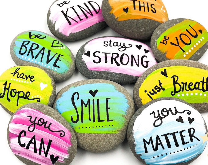 Empowerment Pocket Rocks: Set of 15 Custom Painted Pebbles ...