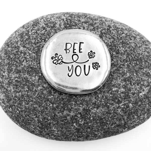 Bee You Pewter Pocket Coin, Be You Token, Be Yourself, Hand Stamped Pocket Coin, Encouragement and Affirmation, Pocket Coins, Stamped Coins