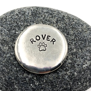 Dog or Cat Custom Name Pewter Pocket Coin, Hand Stamped Dog or Cat Memorial Coin, Pocket Tokens, Pocket Coins, Pet Lovers Gift, Dog and Cat