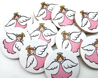 Pocket Angel Minis in Pink, Bag of 10 Pocket Angel Tokens, First Communion Gift, Baby Shower Tokens, Hospital Tokens, Guardian Angel