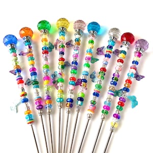 Garden Ornament, Beaded Fairy Garden Stakes, Fairy Wand, Plant Stake, Yard Art, Princess Wand, Birthday Party Wand, Gardener Gift Decor