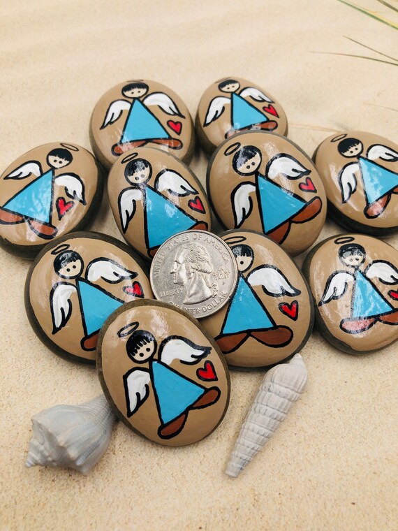 Blue Pocket Angel Minis Set of 10 Pocket Angel Wooden Tokens