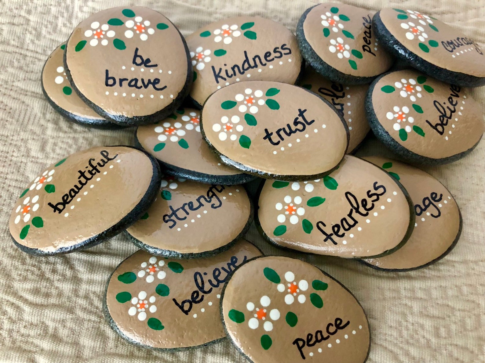 Empowerment Pocket Rocks: Set of 15 Custom Painted Pebbles ...